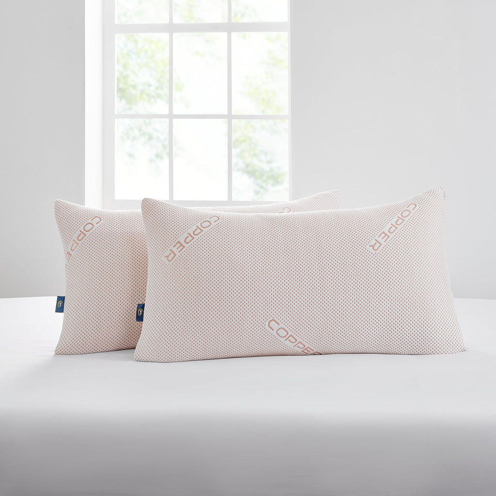 Orthopedic Support Copperloft King Bed Pillow, 2 Pack, Hypoallergenic - Orthopedic Shredded Foam Bed Pillow Set Detail