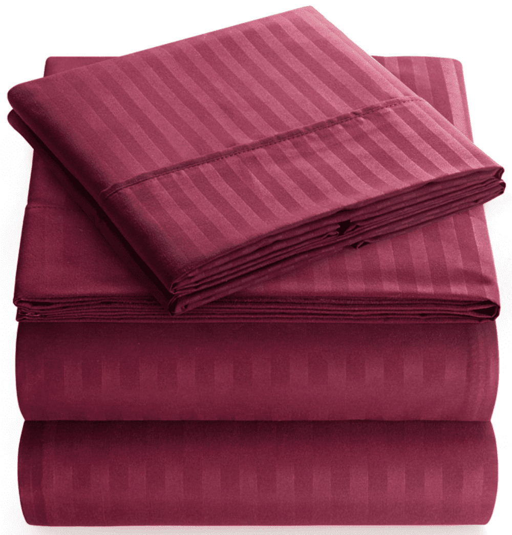 Wrinkle-Resistant Bedding Set with Flat Sheet, Fitted Bed Sheet & Pillowcases, Full Burgundy - Cooling Hotel Quality Bedding Sheets and Pillowcases - Default Title