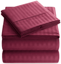 Wrinkle-Resistant Bedding Set with Flat Sheet, Fitted Bed Sheet & Pillowcases, Full Burgundy - Cooling Hotel Quality Bedding Sheets and Pillowcases - Default Title
