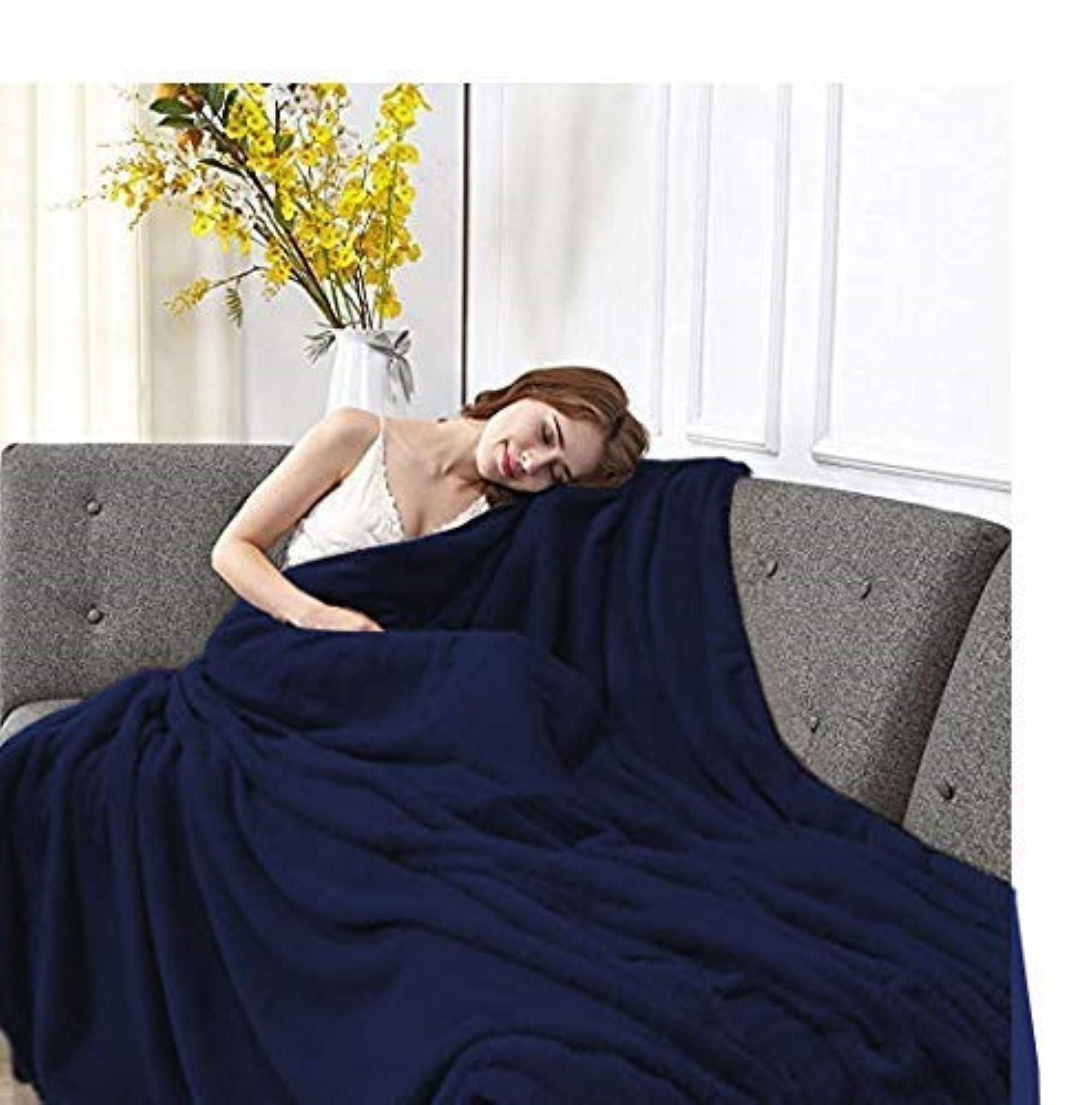 Lightweight Warm Solid Color 90"L x 60"W Fleece Throw Blanket for Fall, Winter, Spring, Summer, Men, Women, Homeless, Charity Donation... - Super Soft Reversible Sherpa Flannel Blanket Detail
