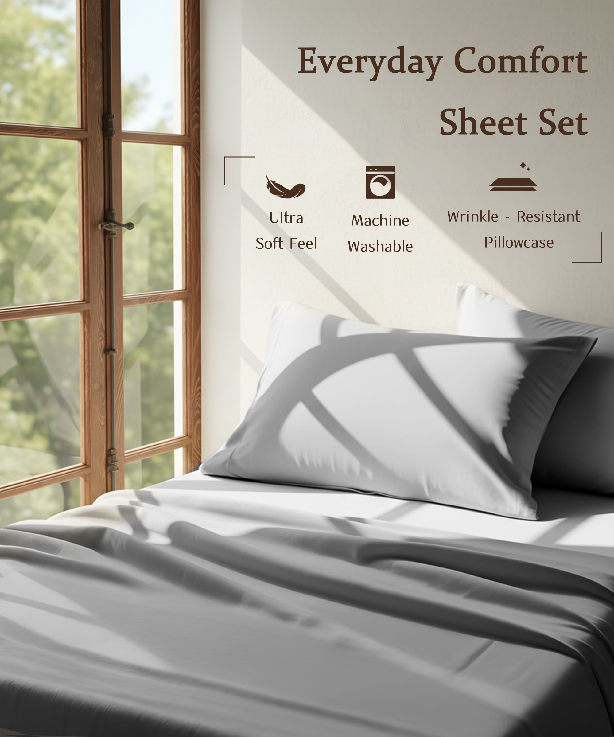Breathable Luxury Full Size 4 Piece Sheet Set, Comfy Breathable Cooling Bed Sheets Set, Hotel Luxury Bedding, Deep Pockets, Ultra-Soft,... - Luxury Bed Sheet Set with Deep Pockets Detail