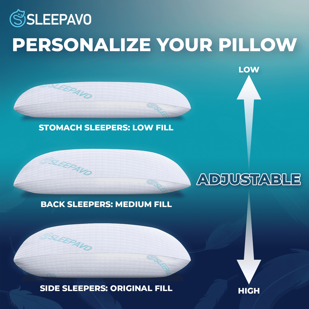 Hotel Collection Adjustable Shredded Memory Foam Pillow Queen Size - Soft or Firm Rayon Derived for Side Sleepers, Stomach & Back - Co... - Orthopedic Shredded Foam Bed Pillow Set Detail