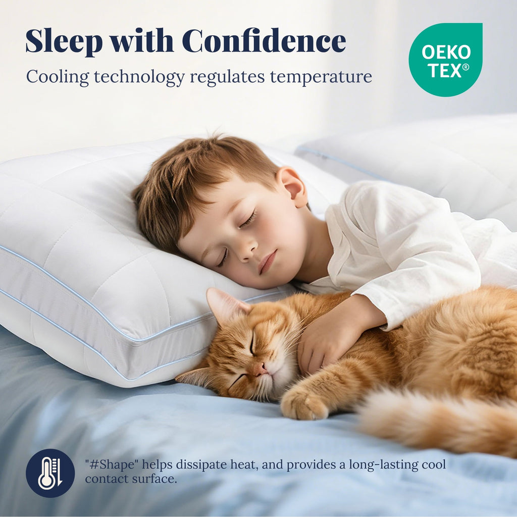Decorative Plump Cooling Adjustable Pillow, Luxury Queen Size Bed Pillows Hotel Collection - Soft Firm Pillows for bed - Hotel Quality Plush Sleeping Pillows Detail
