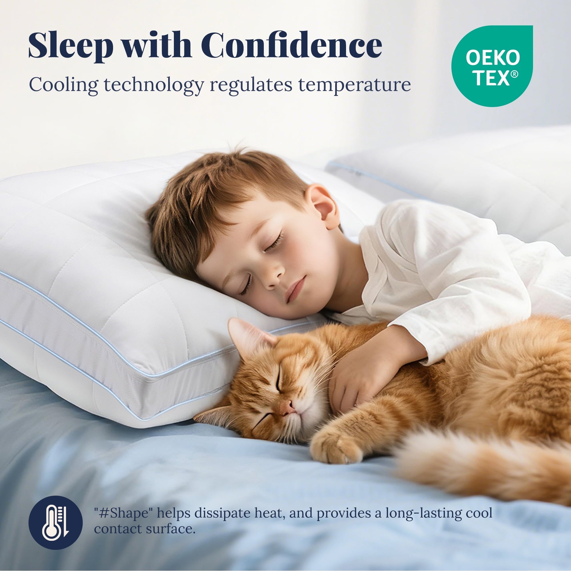 Decorative Plump Cooling Adjustable Pillow, Luxury Queen Size Bed Pillows Hotel Collection - Soft Firm Pillows for bed - Hotel Quality Plush Sleeping Pillows Detail