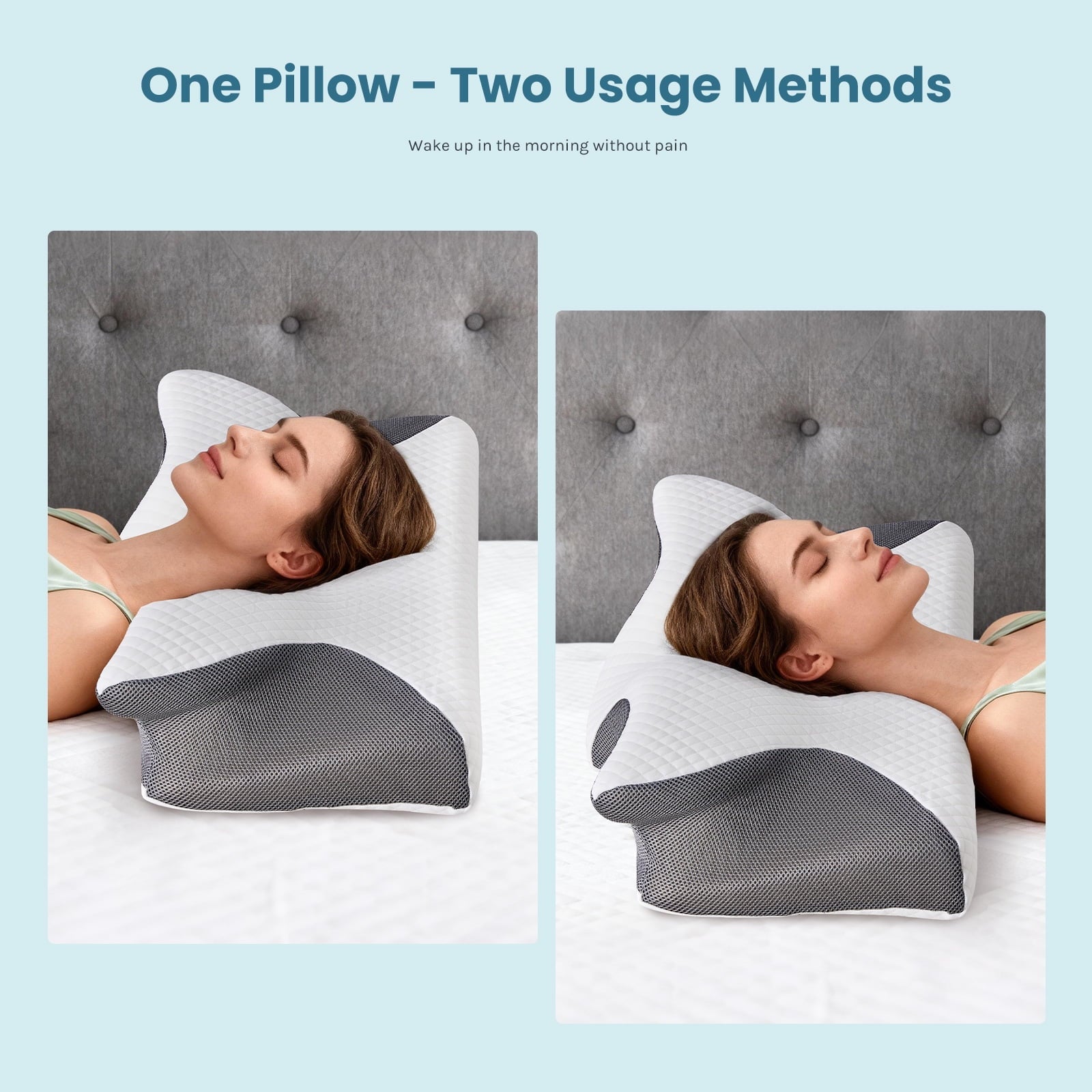 Fluffy Shredded Cervical Pillow for Pain Relief, Ergonomic Side Sleeper Pillow for Orthopedic Contour Support for Bed Sleeping, Memor... - Orthopedic Shredded Foam Bed Pillow Set Detail