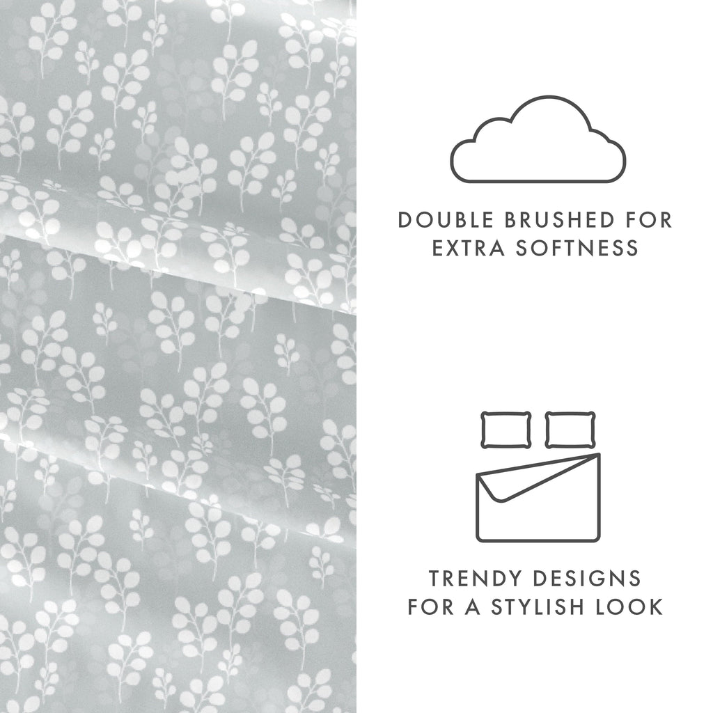 Premium Egyptian Cotton 4 Piece Pattern Microfiber Bed Sheets Set, Gray Wheat, Full - Cooling Hotel Quality Bedding Sheets and Pillowcases Detail