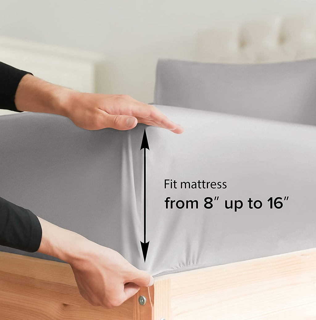 Ultra-Soft 4-Piece 400 Thread Count Cotton Sheet Set - King Size 100% Cotton Sateen Bed Sheets Fits 18"-24" Mattresse... - Premium Ultra-Soft Pillowcase Pair for Sleeping Detail