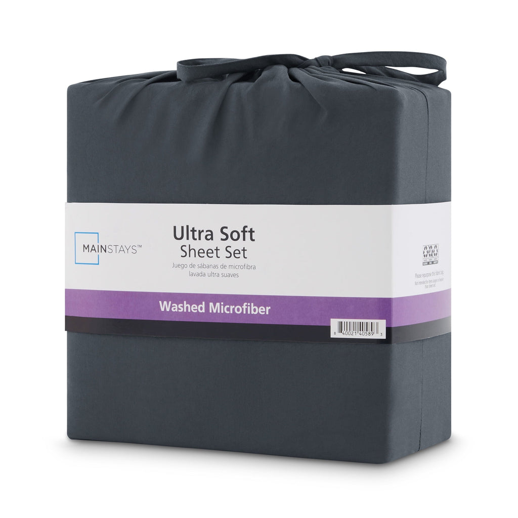 Ultra-Soft Microfiber Bed Sheet Set, Grey Stone, Full, 4 Pieces - Breathable Egyptian Cotton Flat & Fitted Sheets Detail