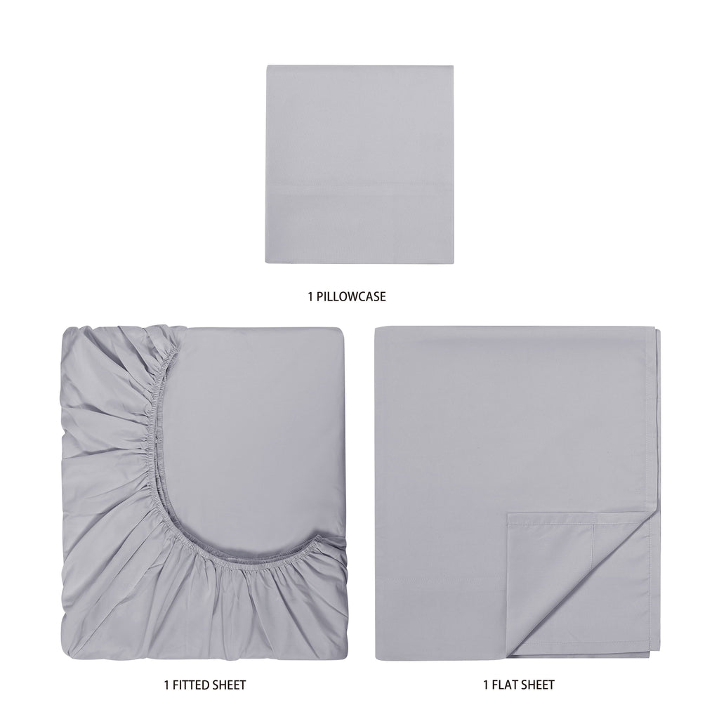 Ultra-Soft Kids Soft Microfiber Sheet Set, Gray, Twin, 3 Pieces - Luxury Bed Sheet Set with Deep Pockets Detail