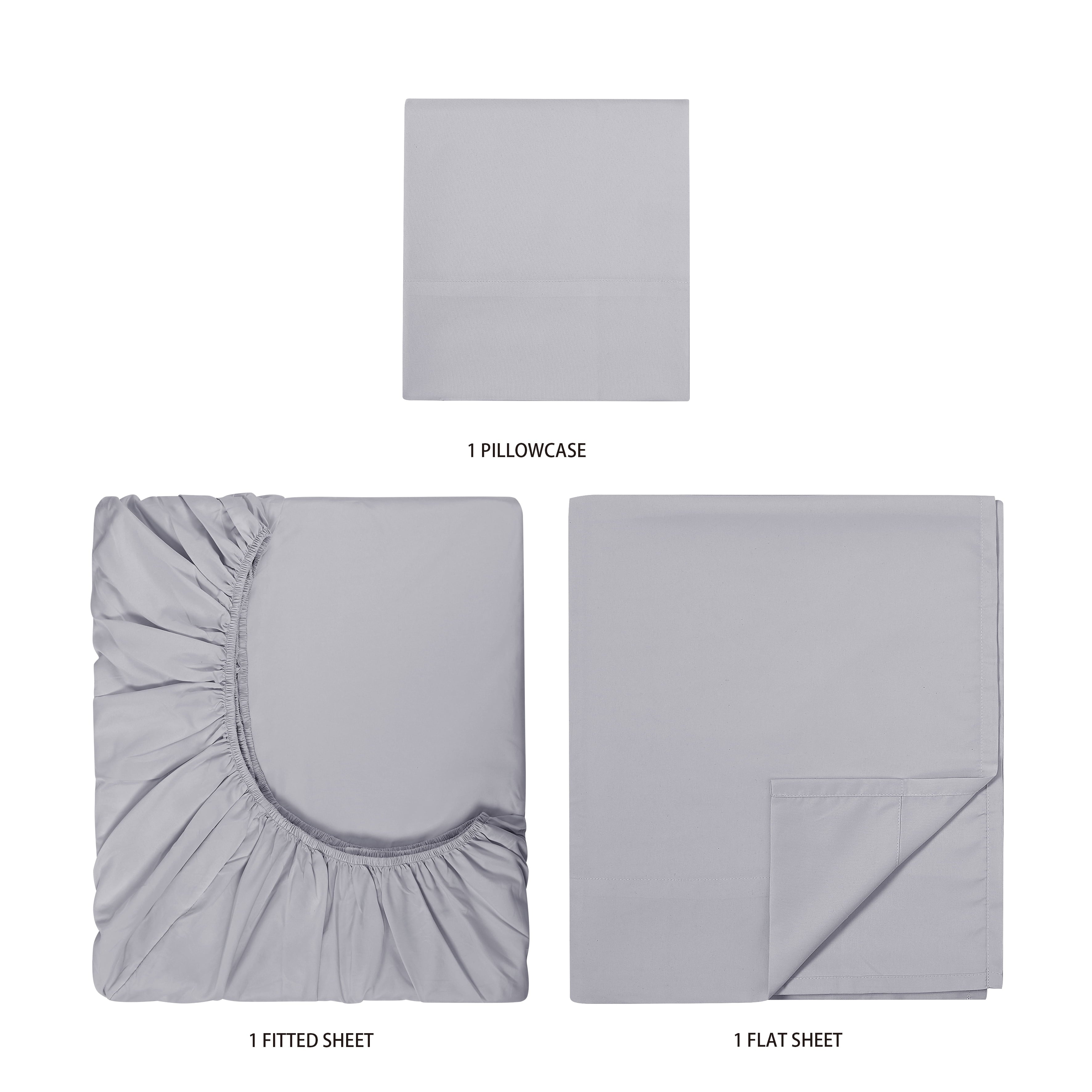 Ultra-Soft Kids Soft Microfiber Sheet Set, Gray, Twin, 3 Pieces - Luxury Bed Sheet Set with Deep Pockets Detail