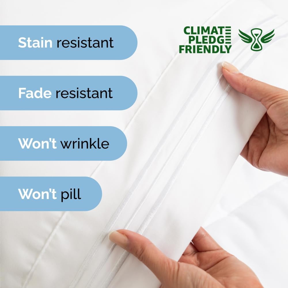 Premium Egyptian Cotton 4-Piece Ultra Soft & Comfy Hotel Luxury Sheet Set - Full Size Cooling Bed Sheet Fits 8"-16" Mattresses, White - Luxury Bed Sheet Set with Deep Pockets Detail