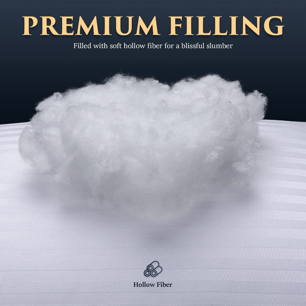Fluffy Shredded Bed Pillows 2-Pack Queen Size Luxury Hotel Pillow for Side and Back Sleeper Pillows for Bed with Cooling Cover - Decorative Throw Pillow Cushion for Sofa & Bed Detail