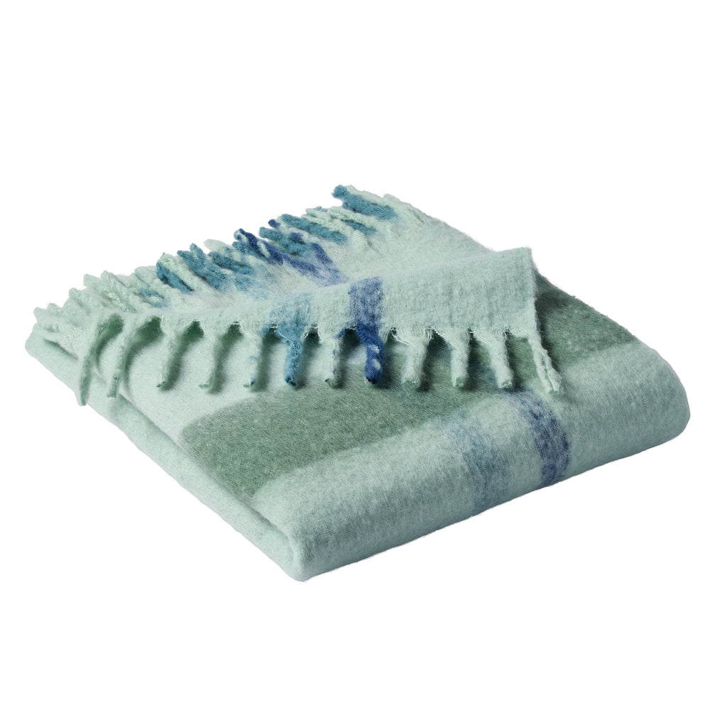 Decorative Knitted Faux Mohair Cozy Couch Throw Blanket Green Plaid, 50x72" - Cozy Fleece Throw Blanket for Couch & Bed Detail