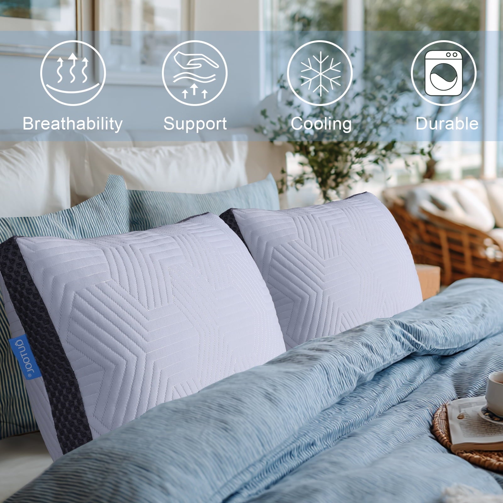 Orthopedic Support Soft Bed Pillow, Shredded Memory Foam Pillow, Comfortable Sleeping Pillow, Standard Size, Affordable Everyday Use - Ergonomic Memory Foam Pillow for Neck Pain Support Detail