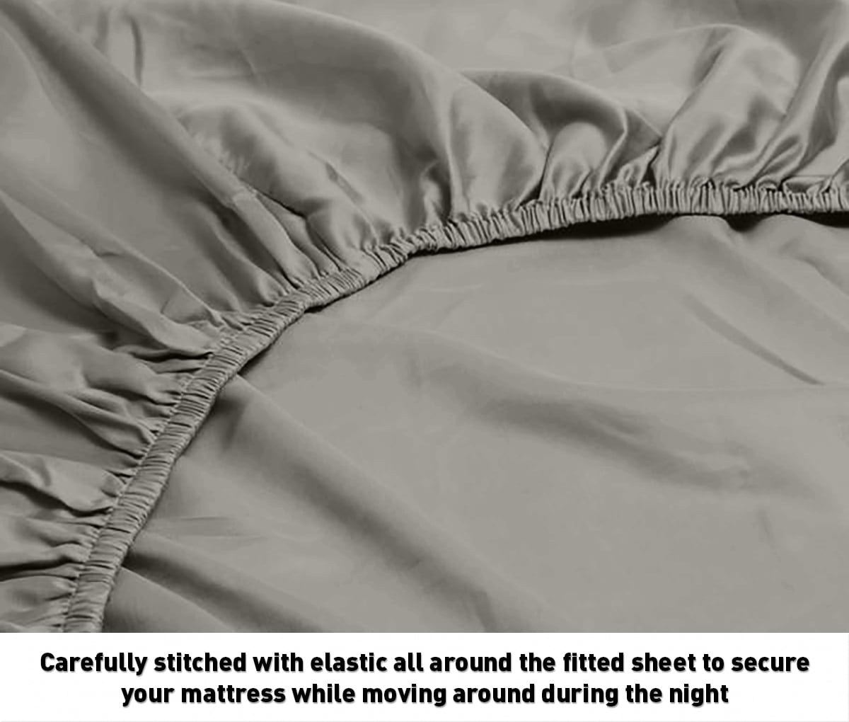 Ultra-Soft 600 100% Cotton Wrinkle Free Striped Sheet Set (Twin, Gray) - Breathable Egyptian Cotton Flat & Fitted Sheets Detail