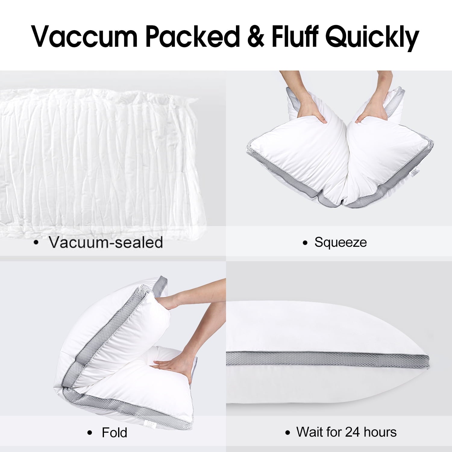 Fluffy Shredded 2 Pack Cotton Down Alternative Pillows,Queen Size Bed Pillows Gusseted Hypoallergenic - Orthopedic Shredded Foam Bed Pillow Set Detail