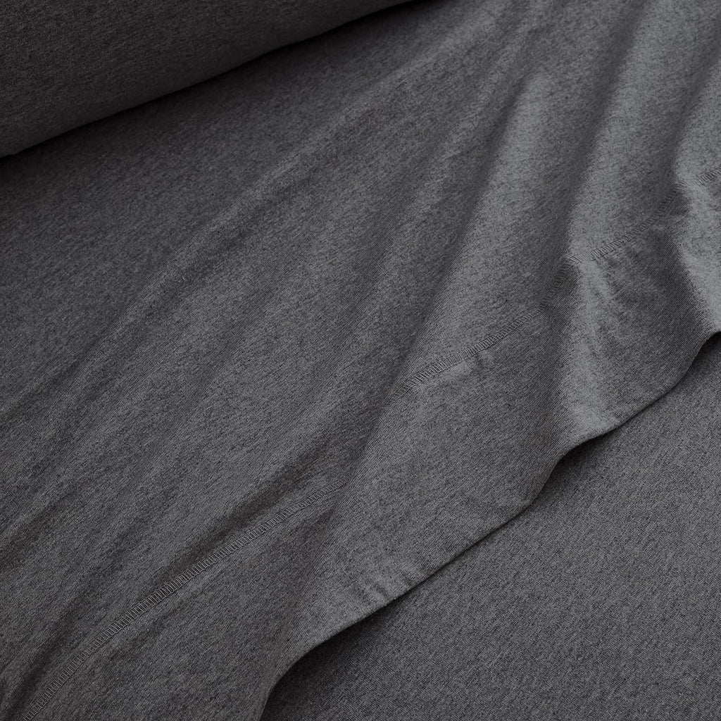 Ultra-Soft Jersey Sheet Set - 4 Pieces Queen Cotton Sheets Set - Stretchable Ultrasoft Luxury Knit Bed Linen (Dark Gray, Queen) - Cooling Hotel Quality Bedding Sheets and Pillowcases Detail