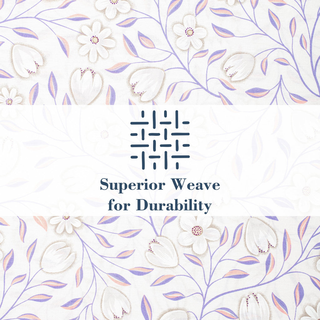 Wrinkle-Resistant 100% Cotton Full Size Sheets,4 Piece Pure Percale Bed Sheets Set Deep Pocket Fits Mattress Upto 15",floral vine pattern - Breathable Egyptian Cotton Flat & Fitted Sheets Detail