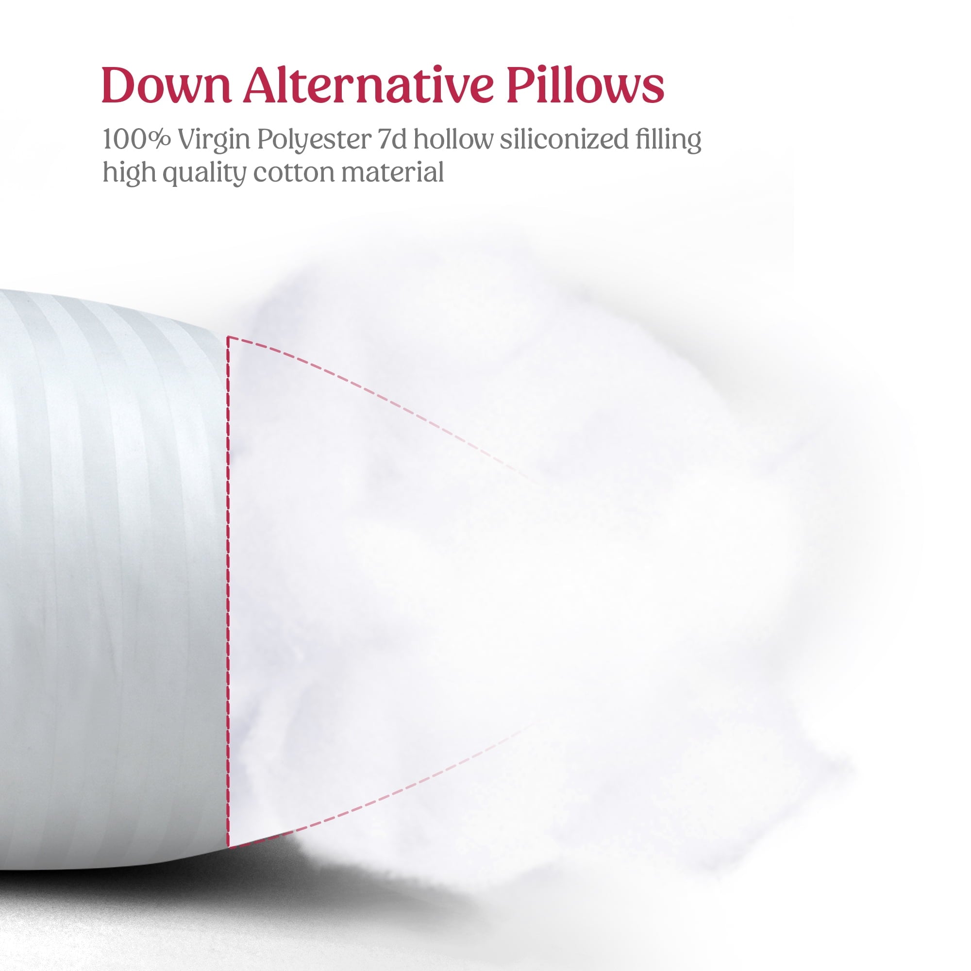 Decorative Plump King Bed Pillows Set of 2- Comfortable Breathable Bed Pillows for Sleeping (White, 20x36) - Orthopedic Shredded Foam Bed Pillow Set Detail