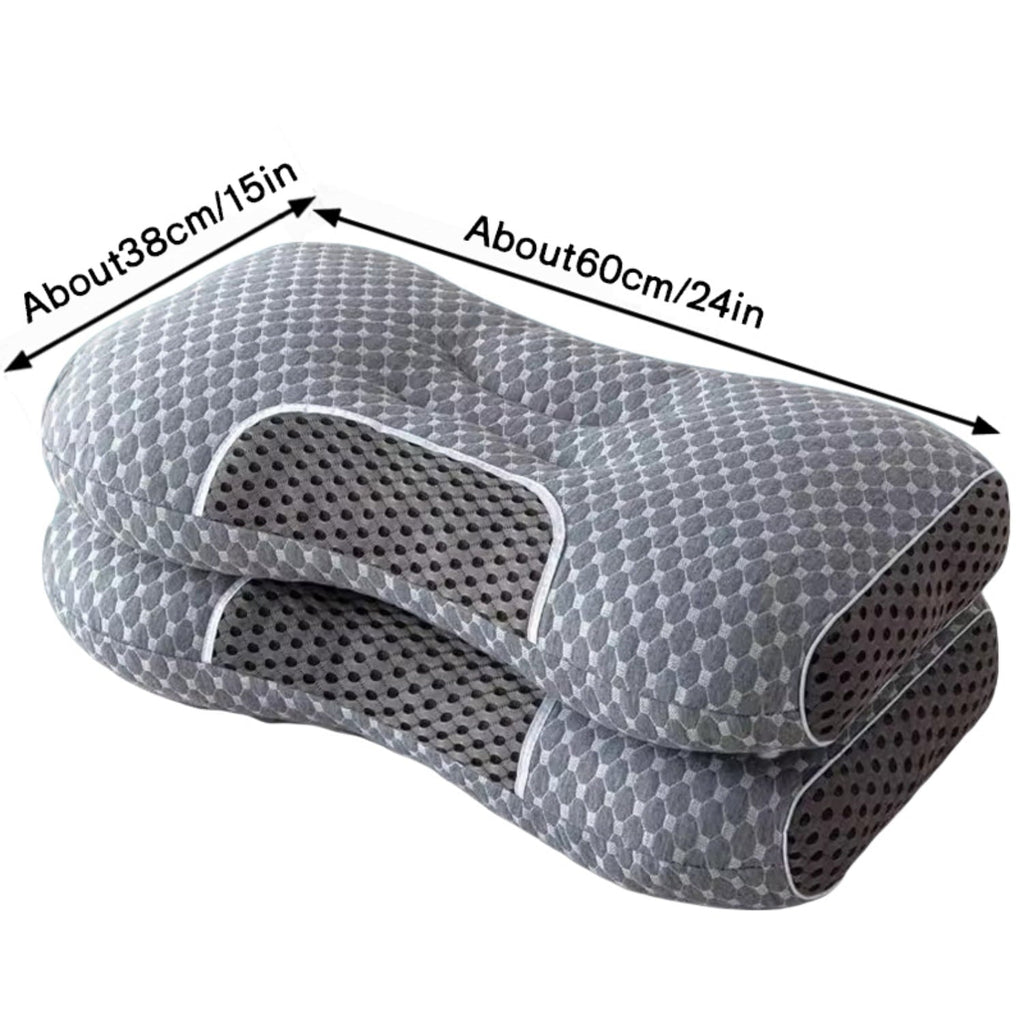 Ergonomic Memory Foam 2-Piece Set - 24"x15" Gray Bed for Back, Side, Stomach Sleepers - Orthopedic Shredded Foam Bed Pillow Set Detail