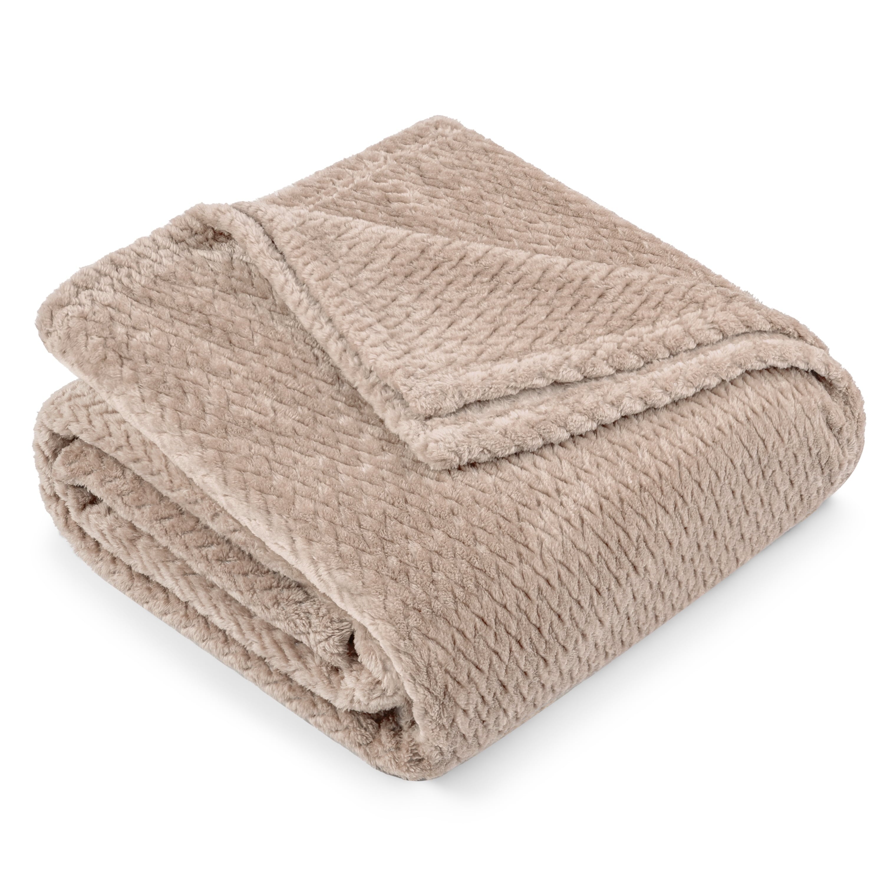 Super Soft Flannel Soft Fleece Taupe Tan Throw Blanket for Couch, Lightweight Plush Warm Blankets for Bed, Fuzzy Cozy Flannel Blanket Th... - Super Soft Reversible Sherpa Flannel Blanket Detail