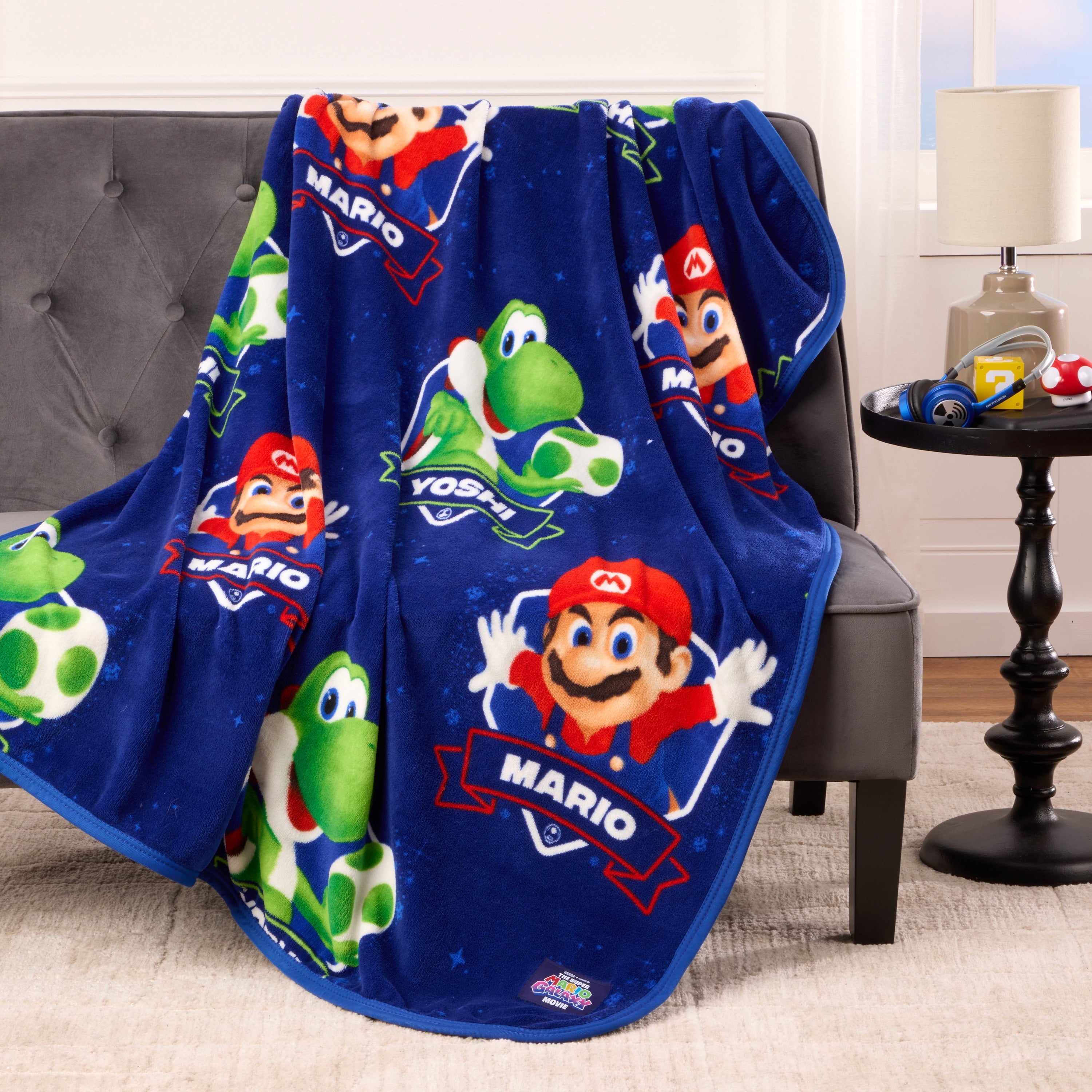 Super Soft Flannel Galaxy Movie Kids Blue Print Fleece Throw Blanket, 46 x 60 - Cozy Fleece Throw Blanket for Couch & Bed Detail