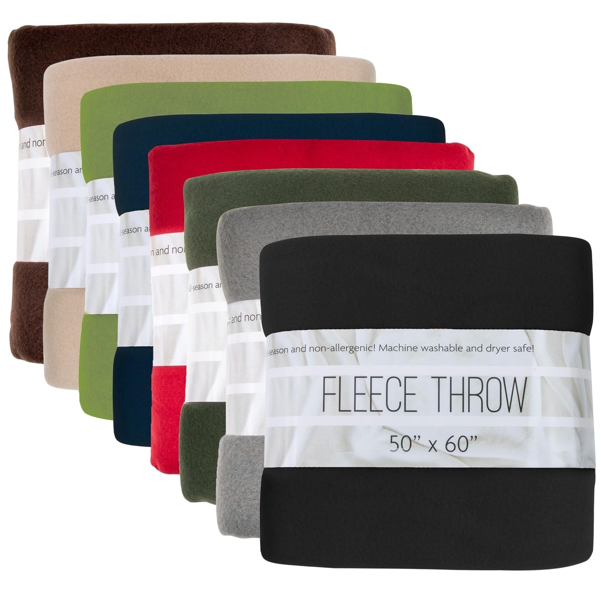 Lightweight Warm 24 pack Trail maker 60”L x 50”W Solid Color Hypoallergenic Fleece Throw Blankets in Assorted Colors - Super Soft Reversible Sherpa Flannel Blanket - Default Title