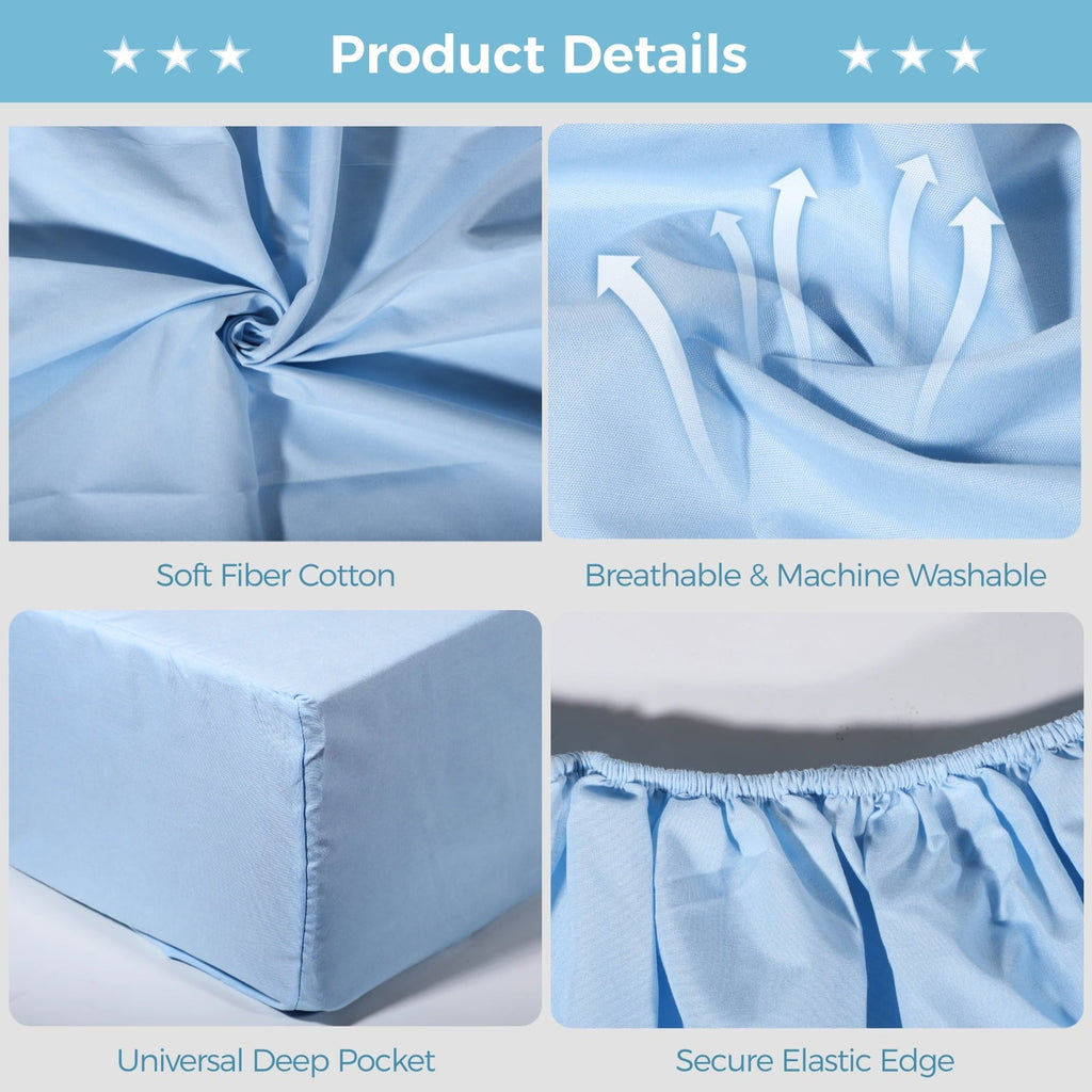 Wrinkle-Resistant 6 Pcs Hospital Bed Sheets Set, Includes 2 Fitted Sheet 84x36x14", 2 Flat Sheets 104x59", 2 Pillowcases 19x29", Soft B... - Cooling Hotel Quality Bedding Sheets and Pillowcases Detail