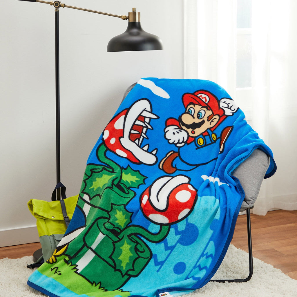 Decorative Knitted Kids Fleece Throw Blanket 46x60, Nintendo - Cozy Fleece Throw Blanket for Couch & Bed Detail