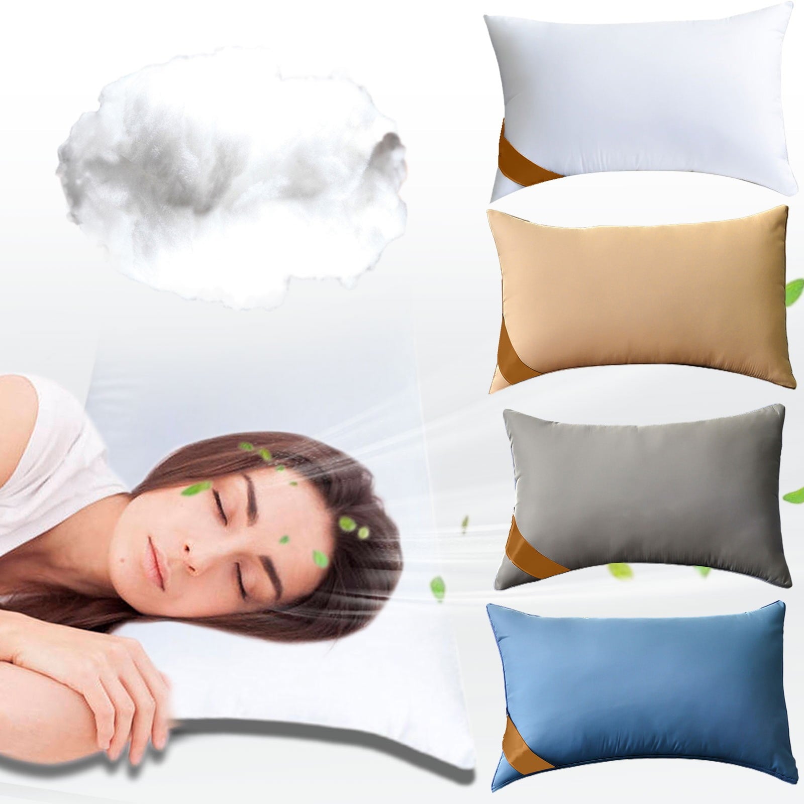 Decorative Plump Pillows Set of 2 - White Pillows 2 Pack Hotel Quality Bed Pillows for Sleeping Soft and Supportive Pillows for Side, ... - Orthopedic Shredded Foam Bed Pillow Set Detail