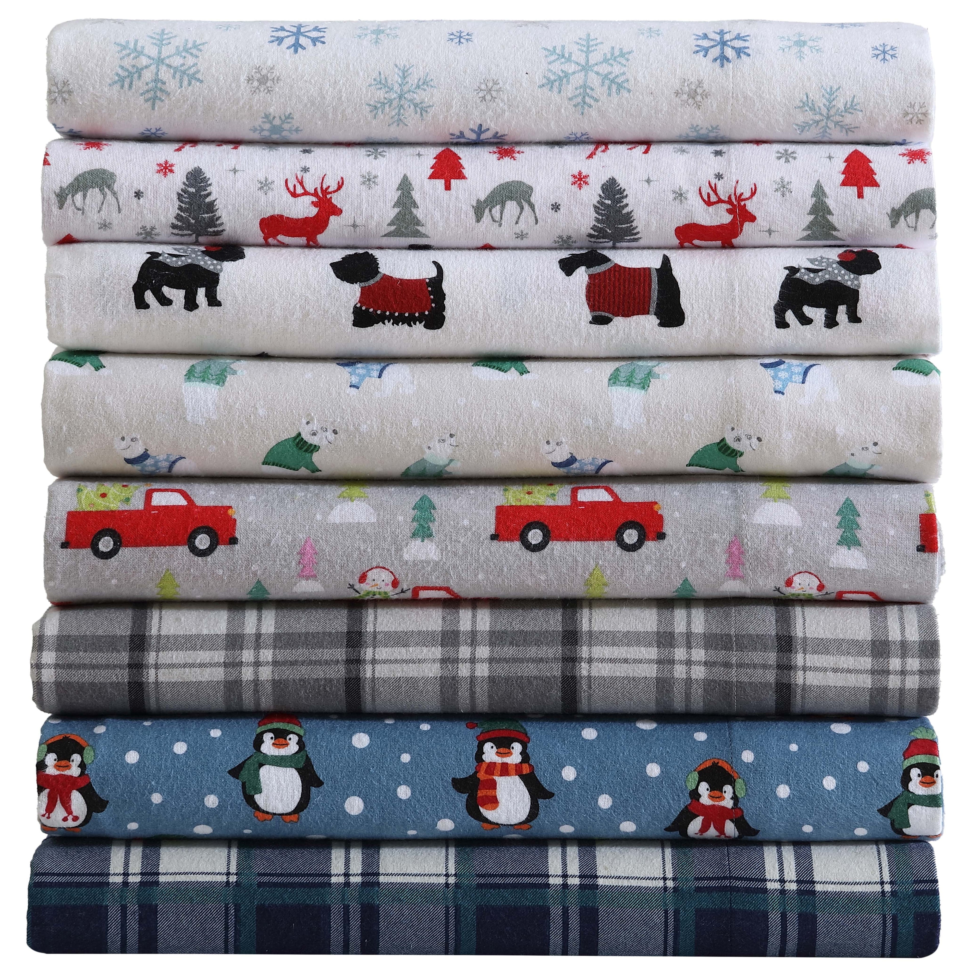 Premium Egyptian Cotton Winter Nights Cotton Flannel Sheet Set, King, Holiday Bears - Luxury Bed Sheet Set with Deep Pockets Detail