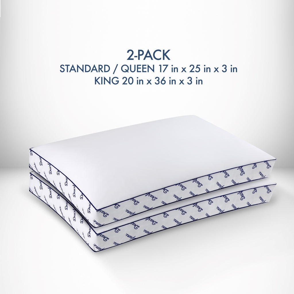 Ergonomic Memory Foam Cozy Gusseted Bed Pillow Standard, White - Decorative Throw Pillow Cushion for Sofa & Bed Detail