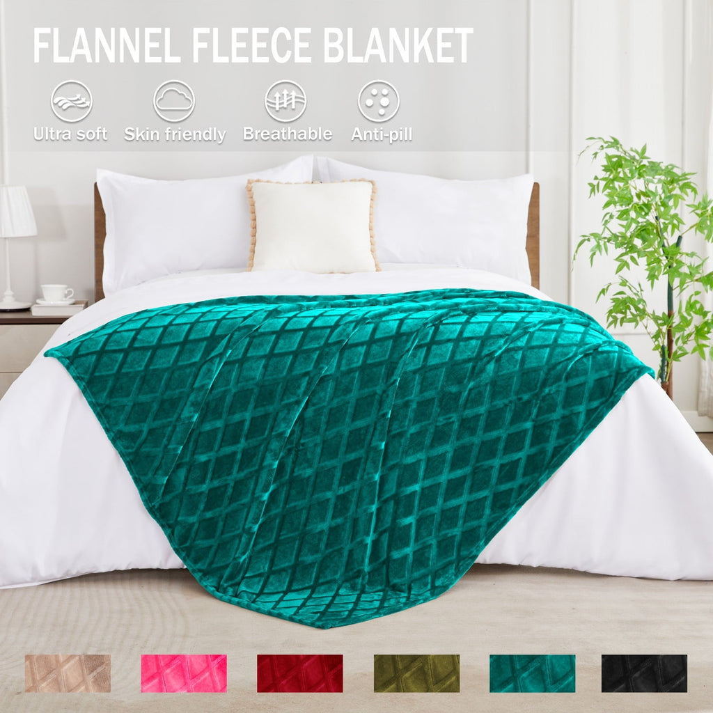 Decorative Knitted Large Soft Throw Blanket for Couch, 50x70 Inches Diamond Geometry Pattern Velvet Fleece Blanket, Cozy, Warm and Light... - Lightweight Plush Warm Blanket for All Seasons Detail