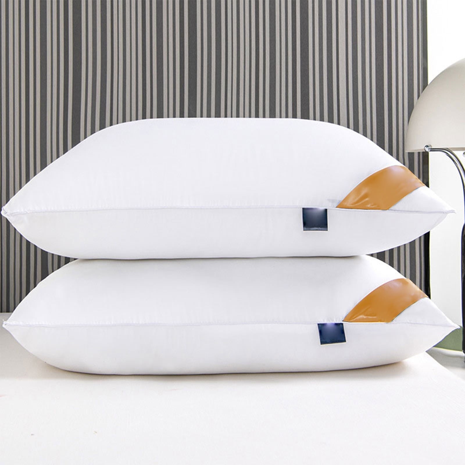 Decorative Plump Pillows Set of 2 - White Pillows 2 Pack Hotel Quality Bed Pillows for Sleeping Soft and Supportive Pillows for Side, ... - Orthopedic Shredded Foam Bed Pillow Set Detail