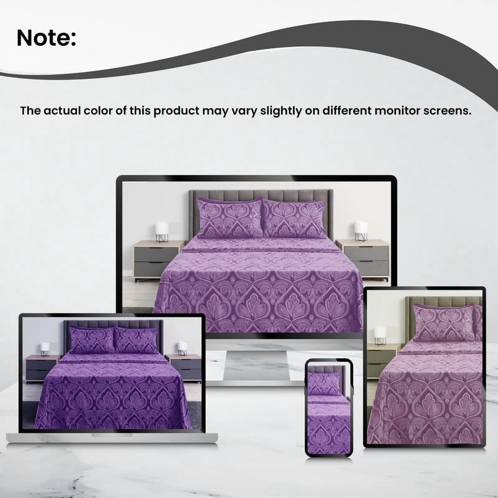 Ultra-Soft Paisley Printed Queen Bed Sheets Set, Microfiber 6 Piece Bedding Set - Purple - Luxury Bed Sheet Set with Deep Pockets Detail