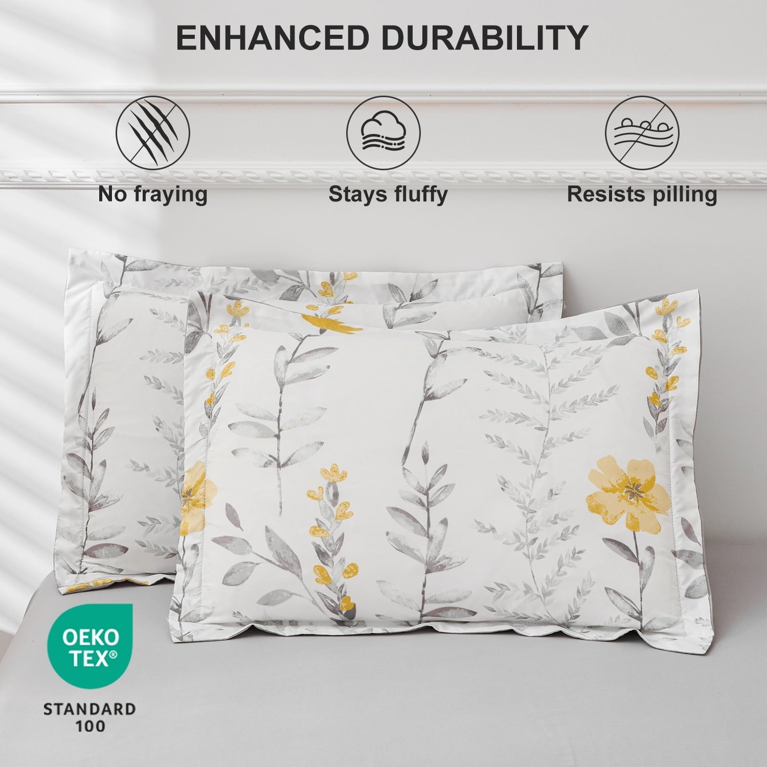 Hypoallergenic Cloud 3 Piece Comforter Set Queen Yellow Floral Quilt Microfiber Patchwork Bedspread - Cloud-Like Soft Lightweight Bed Comforter Detail