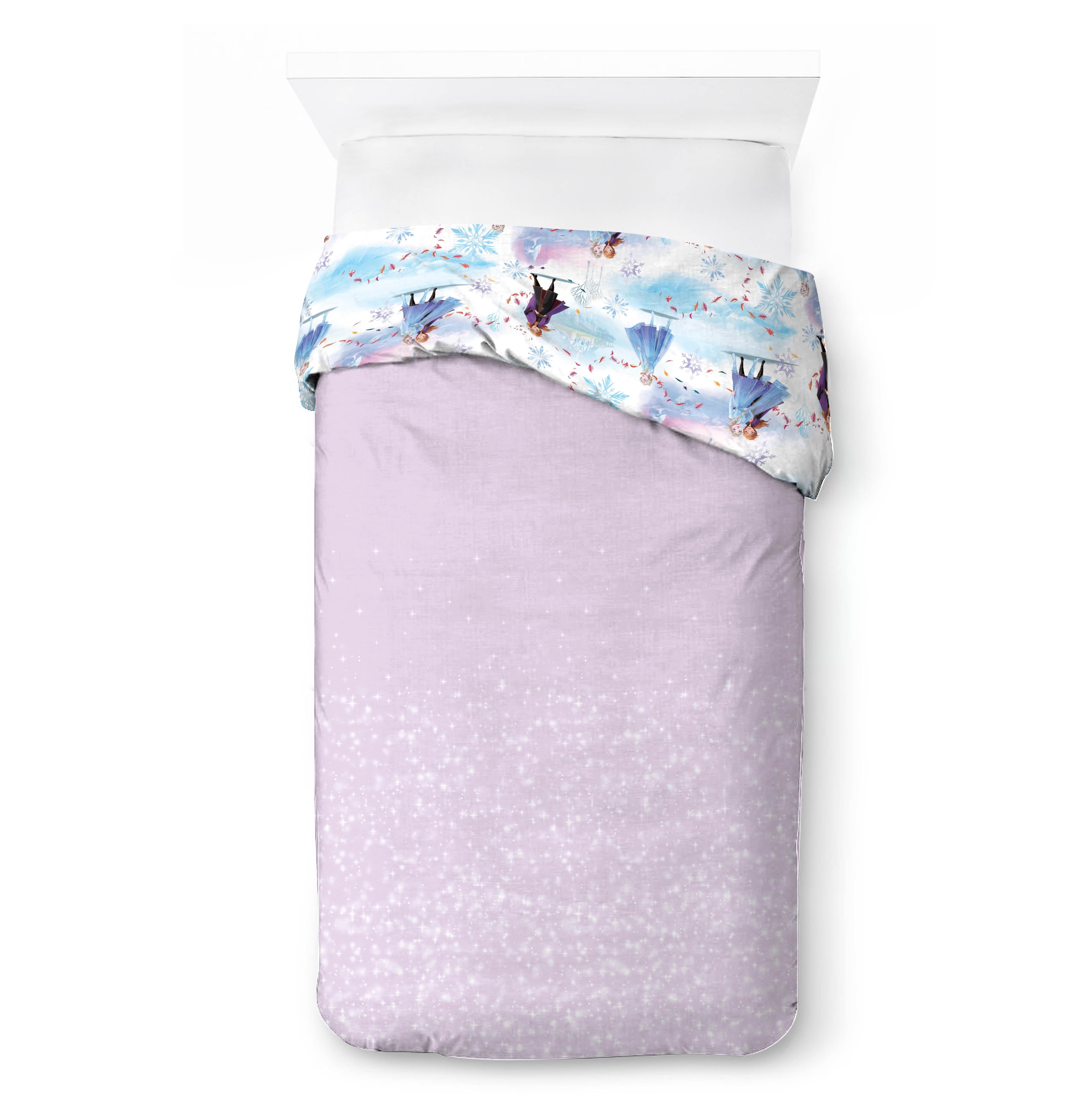 Heavyweight Warmth Frozen Winter Frost Adventures 2-Piece Twin/Full Reversible Comforter Set, Polyester Microfiber, Blue & Purple - Hypoallergenic Ultra-Fluffy Quilt for Winter Detail