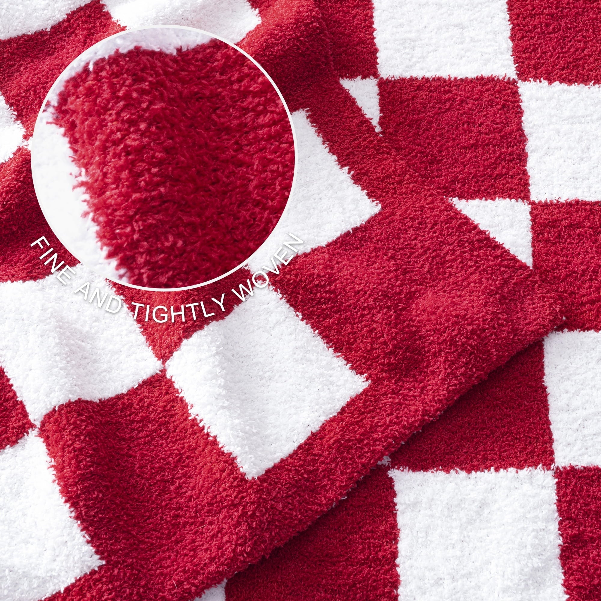 Super Soft Flannel Checkered Knit Throw Blanket, Ultra Soft Cozy Fluffy Checkerboard Blankets, Lightweight Fuzzy Plush Throw for Couch a... - Lightweight Plush Warm Blanket for All Seasons Detail