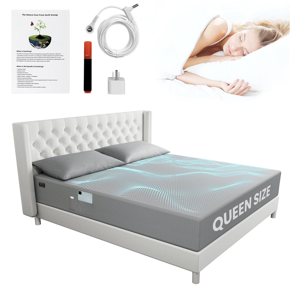 Wrinkle-Resistant Grounding Sheets Queen Size 90% Organic Cotton + 10% Pure Silver Fitted Bed Sheet Gray Fiber Grounding Sheet Earth Ce... - Premium Ultra-Soft Pillowcase Pair for Sleeping Detail