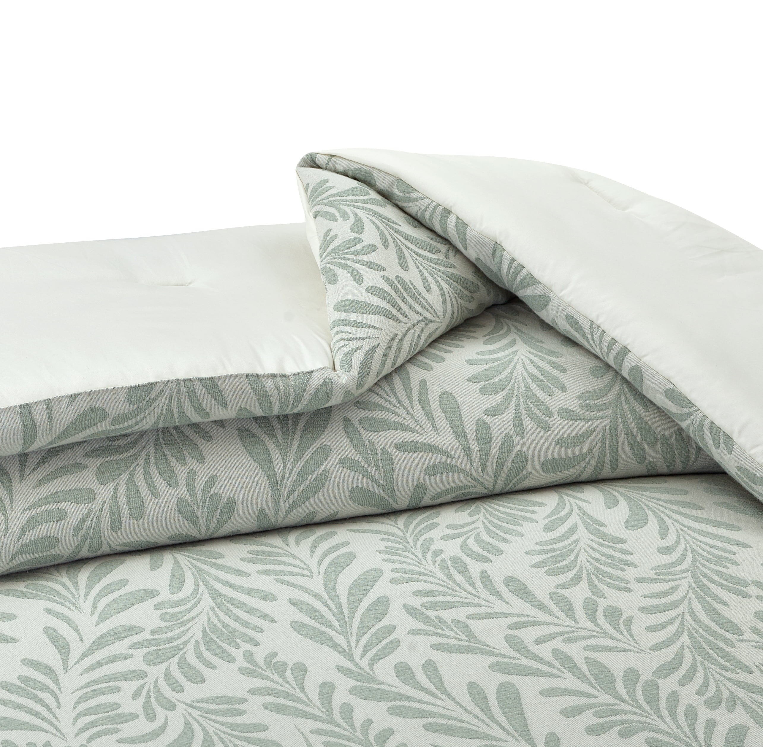 All-Season Botanical 3-Piece Comforter Set, Green, Full Queen, All Ages - All-Season Down Alternative Comforter Insert Detail