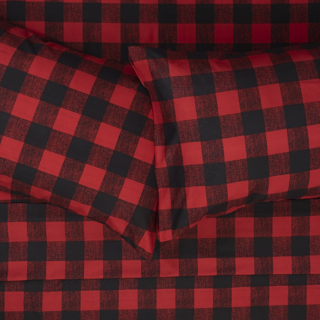 Ultra-Soft Buffalo Plaid Black and Red 4 Piece Bed Sheet Set - Twin - Luxury Bed Sheet Set with Deep Pockets Detail