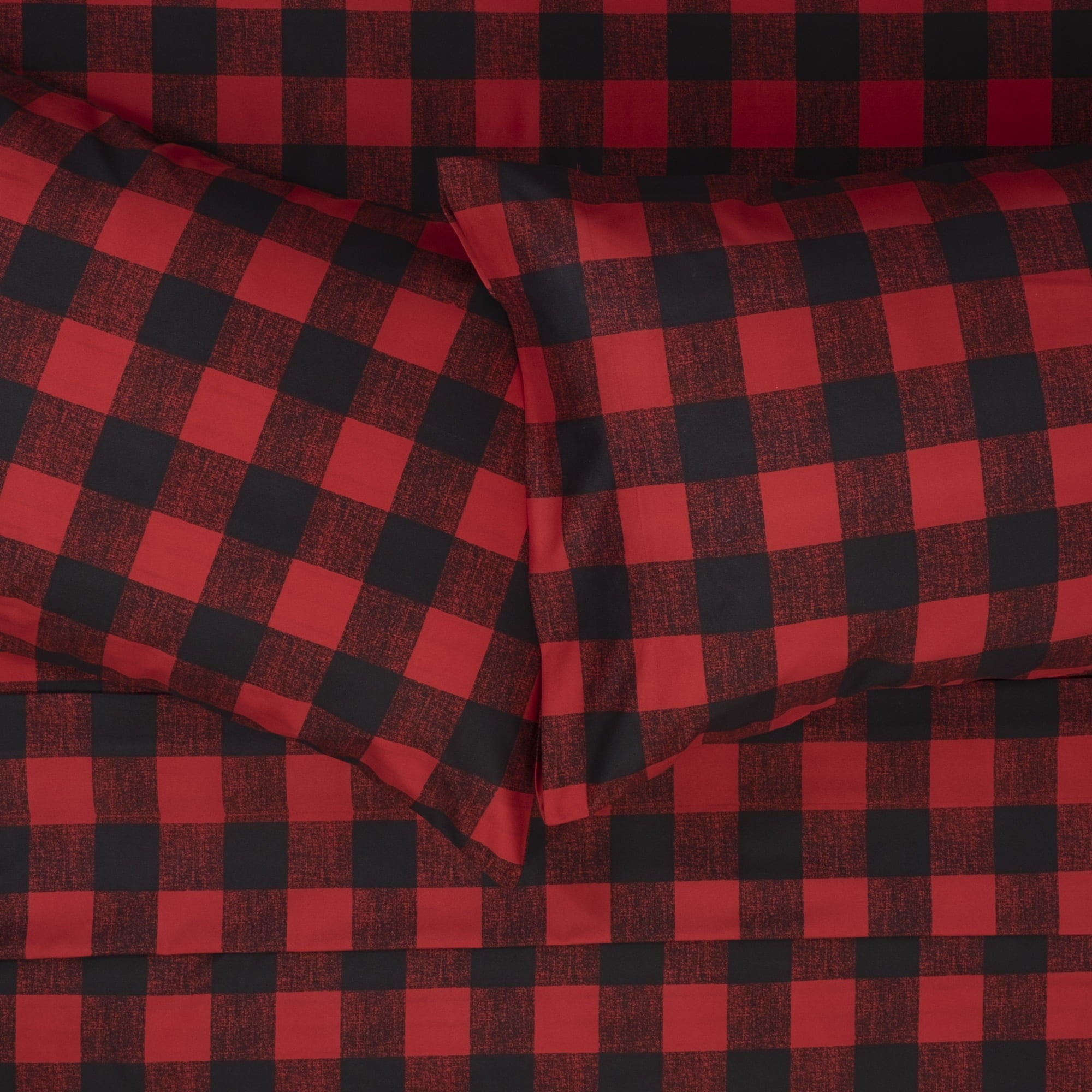 Ultra-Soft Buffalo Plaid Black and Red 4 Piece Bed Sheet Set - Twin - Luxury Bed Sheet Set with Deep Pockets Detail