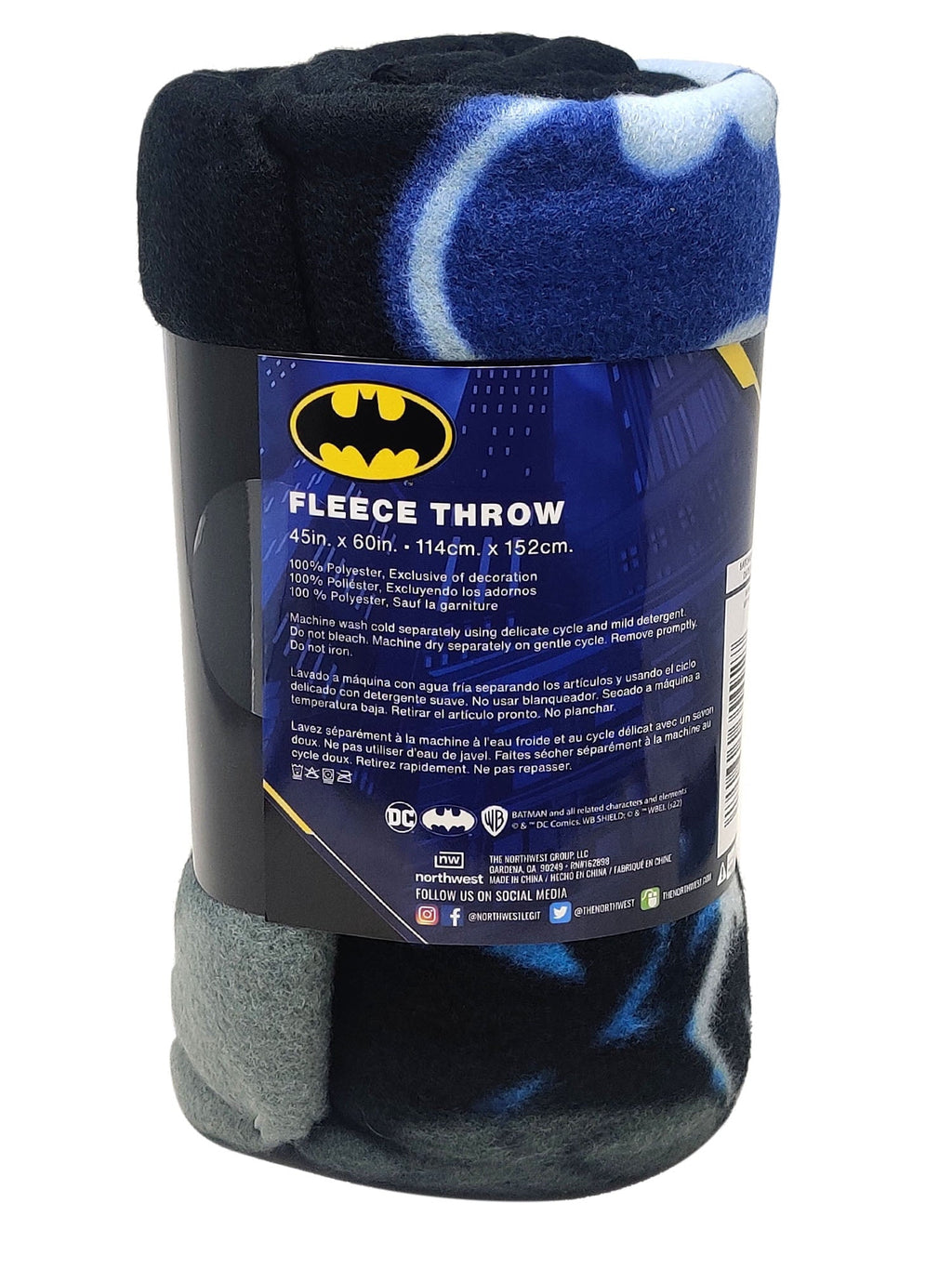 Reversible Sherpa Throw Blanket 45" x 60" Dark Knight Superhero - Lightweight Plush Warm Blanket for All Seasons Detail