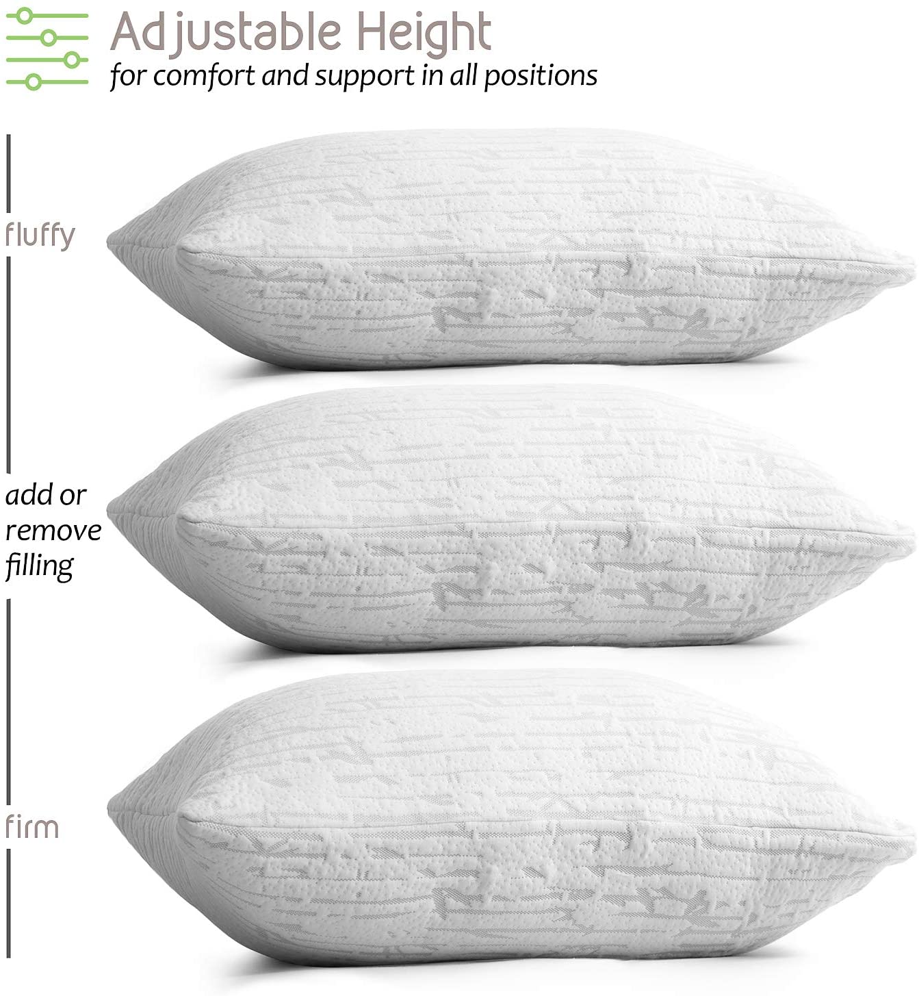 Hotel Collection Bed Pillow, Bamboo Pillows for Bed, Queen Size Pillows - Hotel Quality Plush Sleeping Pillows Detail