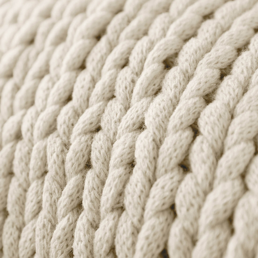 Cozy Fleece Soft & Cozy Chunky Hand-Knit Throw Blanket, Ivory - Cozy Fleece Throw Blanket for Couch & Bed Detail