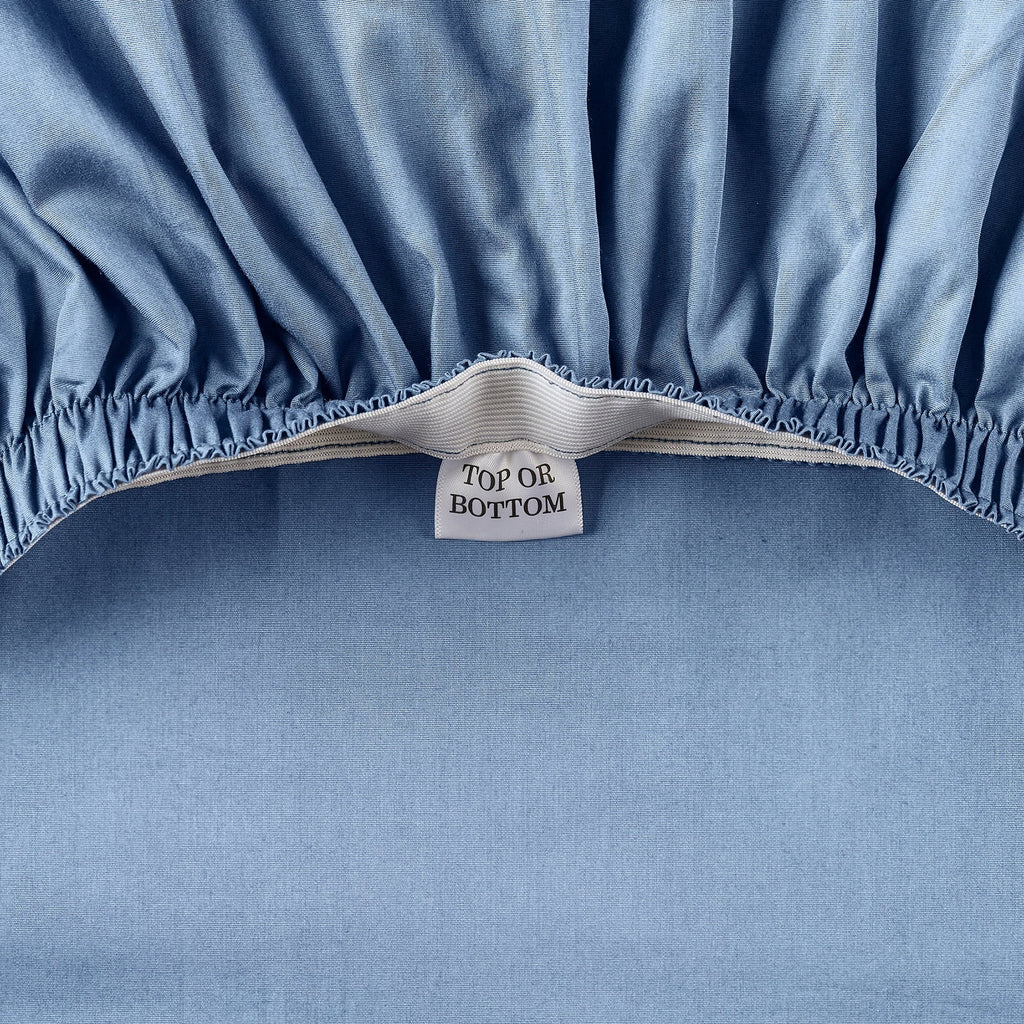 Cooling Sateen Cool & Crisp 3-Piece 300 Thread Count Blue Water Cotton Percale Sheet Set, Twin - Cooling Hotel Quality Bedding Sheets and Pillowcases Detail