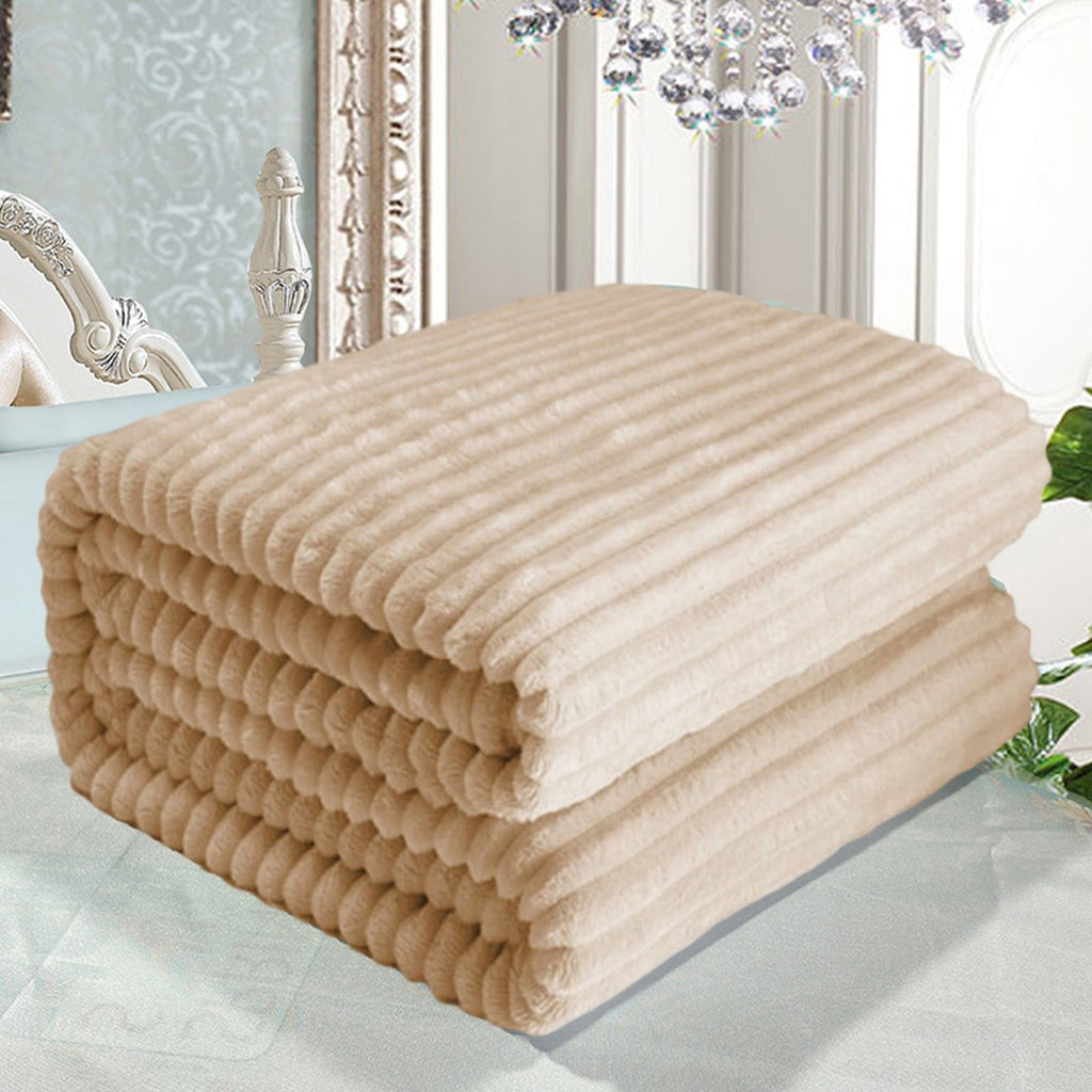 Decorative Knitted Extra Large Throw Blanket for Couch Home Office Hotel 100% Cotton Super Soft Blanket for Adult 47"x70" Khaki - Lightweight Plush Warm Blanket for All Seasons Detail