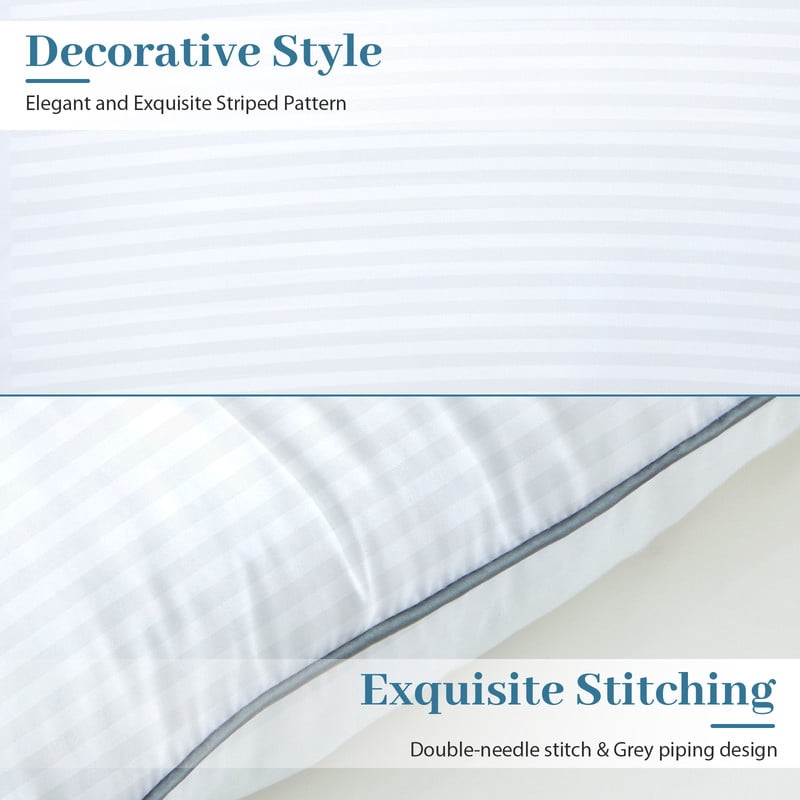 Hotel Collection Pillows Queen Size Set of 2, Bed Pillows for Side, Back and Stomach Sleepers, Super Soft Down Alternative Filling, Lu... - Hotel Quality Plush Sleeping Pillows Detail