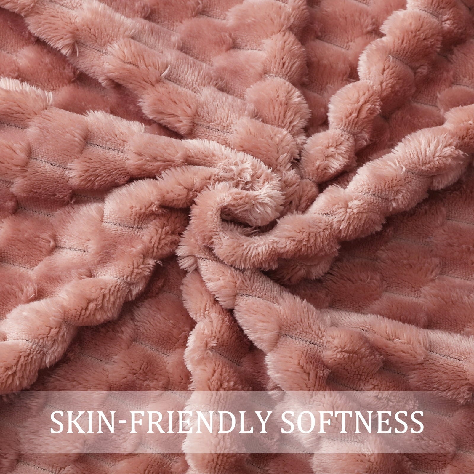 Lightweight Warm Large Soft Fleece Throw Blanket, 50"x70" Stylish Jacquard Throw Blanket for Couch, Cozy, Warm, Lightweight Dusty Pink... - Super Soft Reversible Sherpa Flannel Blanket Detail