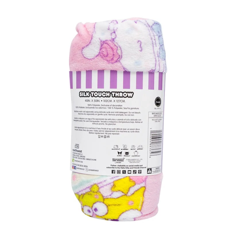 Super Soft Flannel Hello Kitty Soft and Friends Silky Fleece Throw 40"x50" Kids Blanket "Cool Treat" - Cozy Fleece Throw Blanket for Couch & Bed Detail